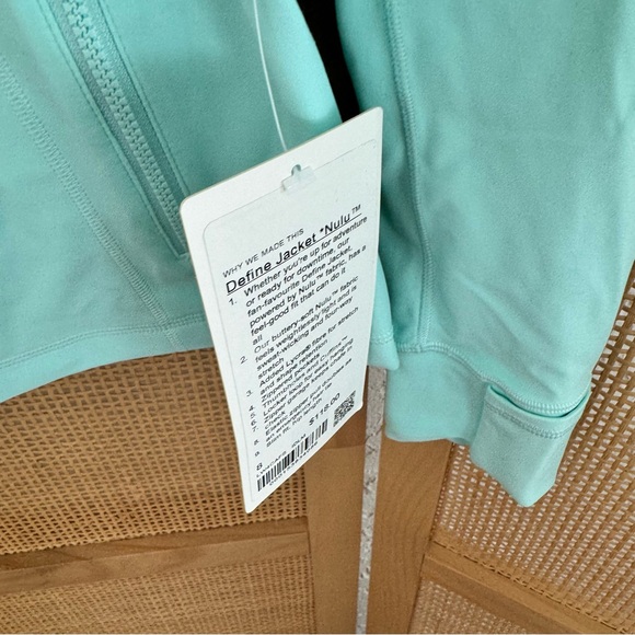 NWT LULULEMON IDEAL MINT DEFINE JACKET NULU SIZE 8 SIZE 6 BLUE - Picture 4 of 5